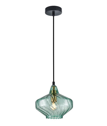 CAMPANA: Interior Wine Glass Shape Ribbed Pendant Lights Green Pendant
