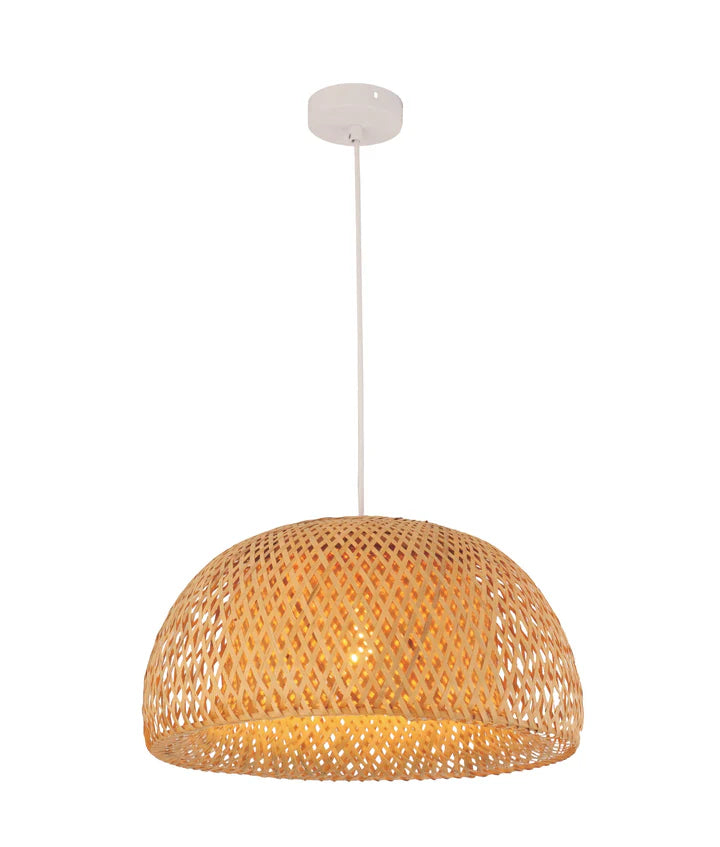 CANASTA: Bohemian Interior Natural Bamboo Finish Pendant Light Small Pendant