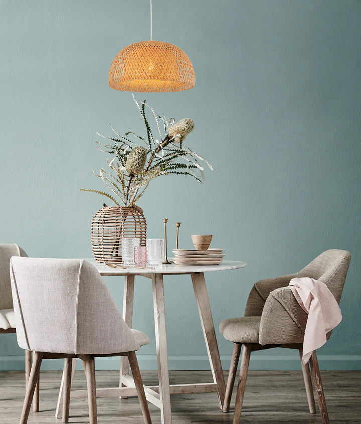 CANASTA: Bohemian Interior Natural Bamboo Finish Pendant Light Pendant