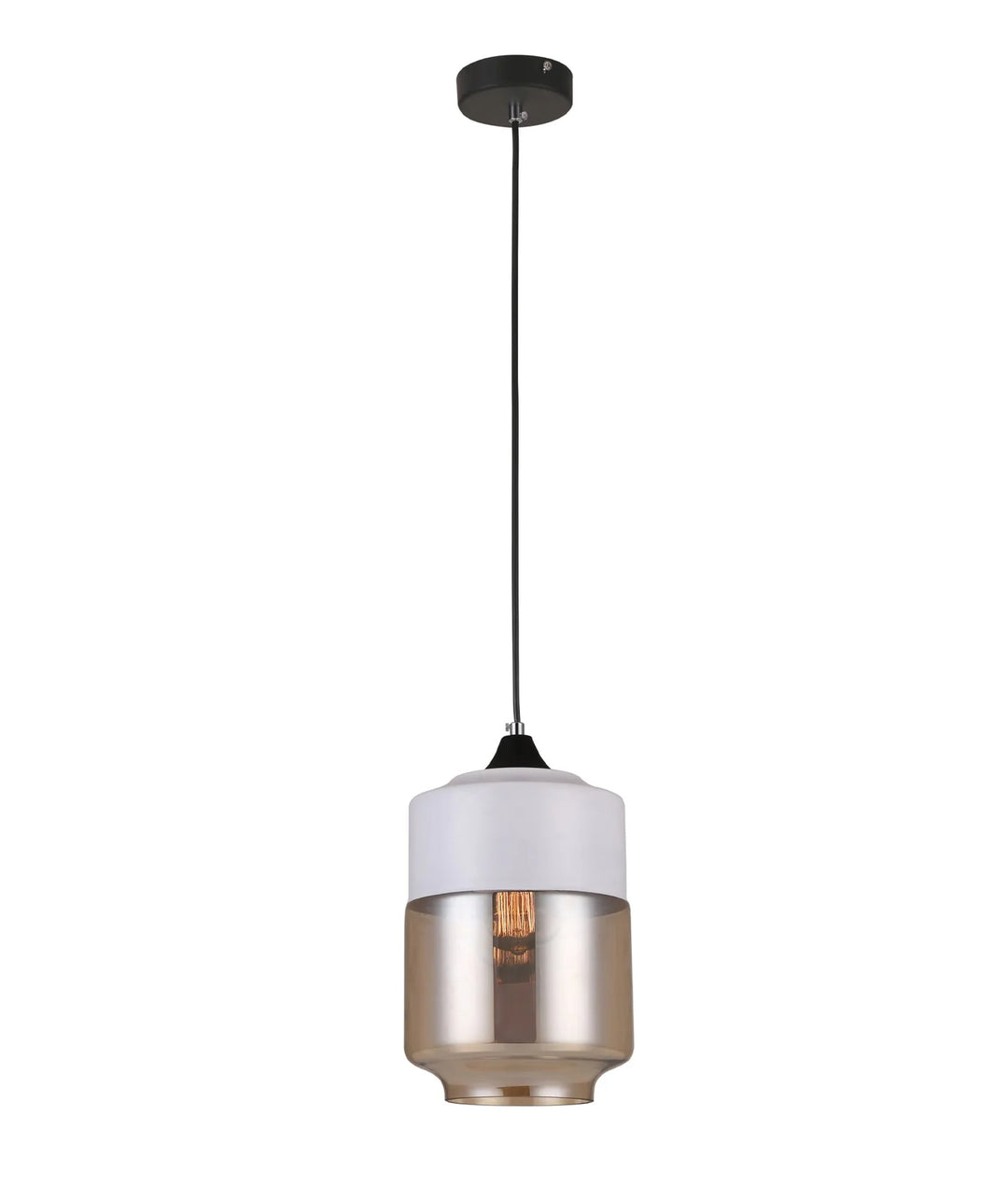 CASA: White With Amber Jar Shape Pendant Light Pendant