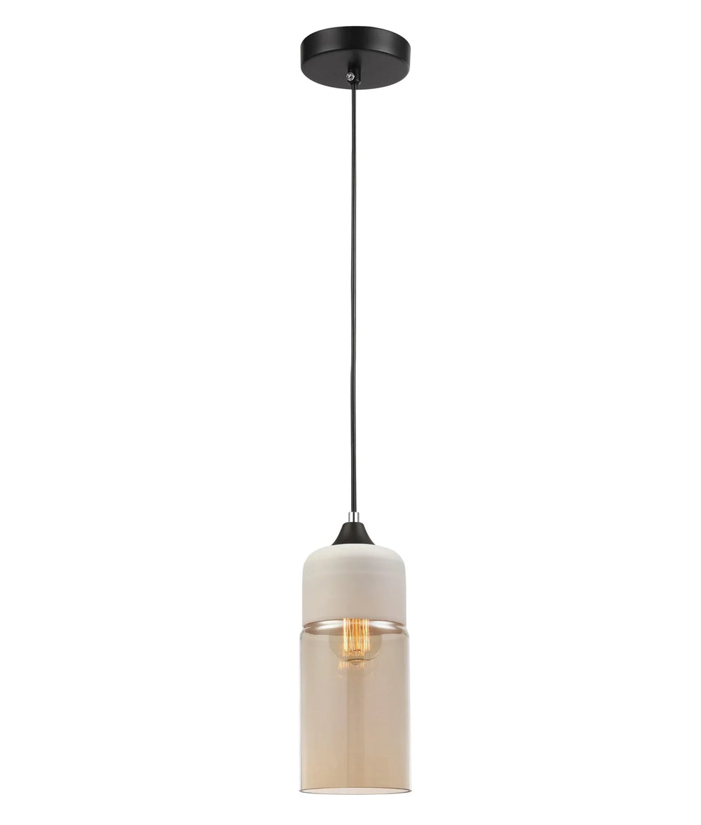 CASA: Retro White With Amber Oblong Pendant Light Pendant