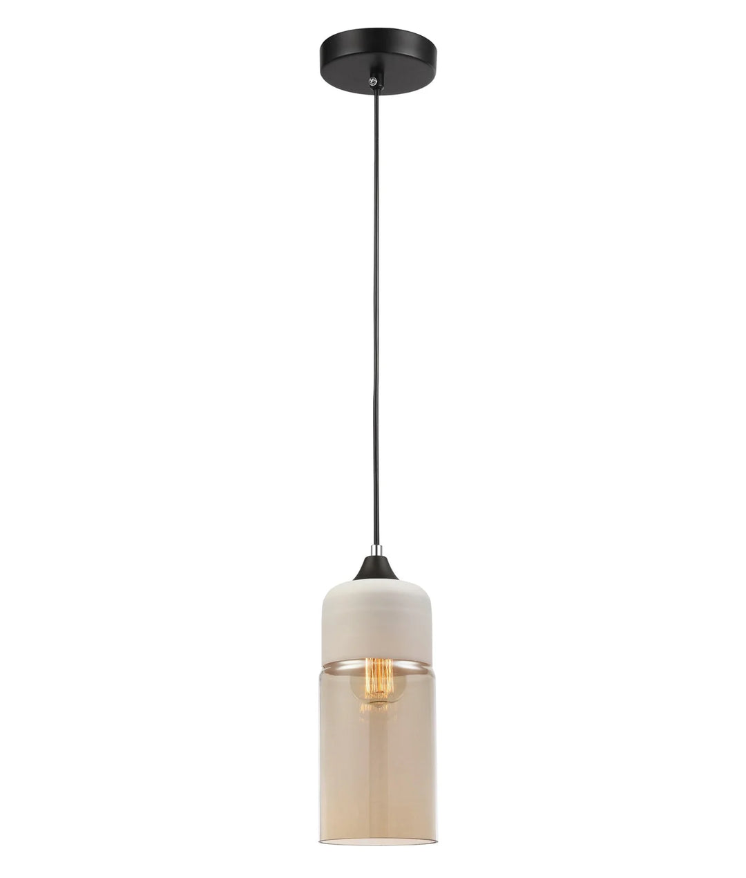 CASA: Retro White With Amber Oblong Pendant Light Pendant