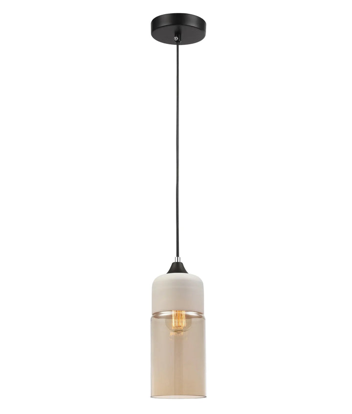 CASA: Retro White With Amber Oblong Pendant Light Pendant