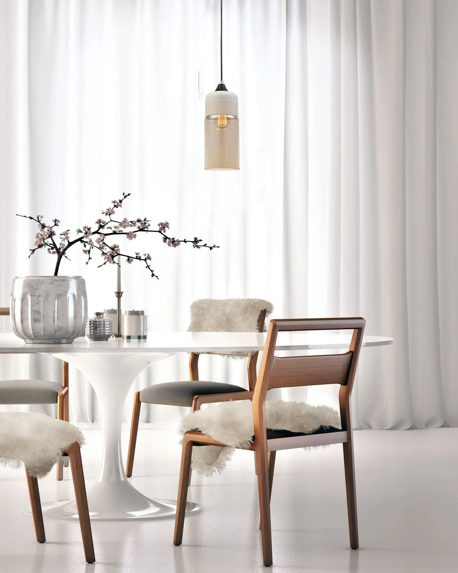 CASA: Retro White With Amber Oblong Pendant Light Pendant