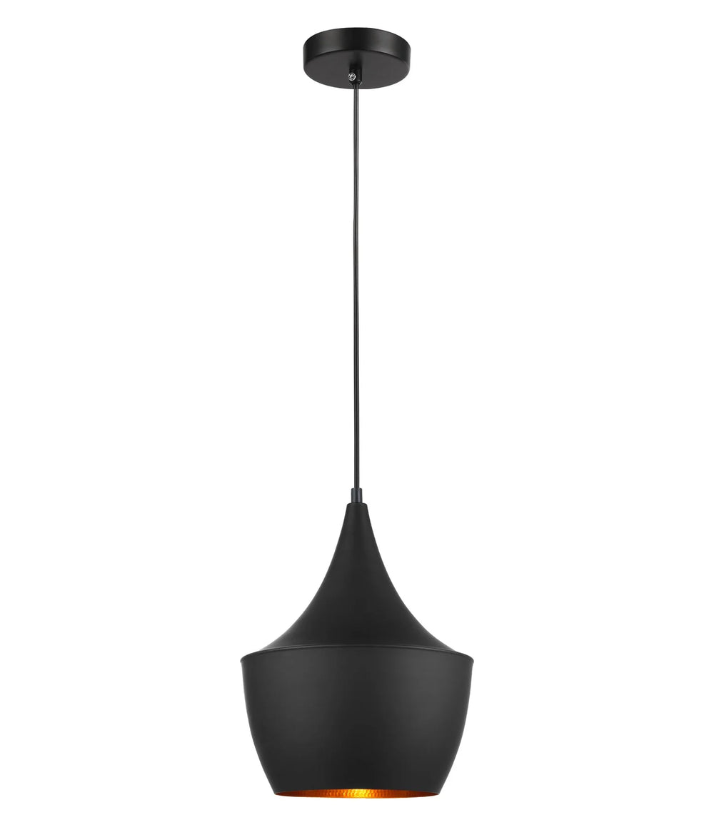 CAVIAR: Black Angled Bell Shape Pendant Light Pendant