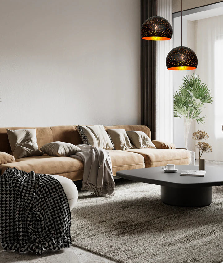 CELESTE: Bohemian Rustic Embossed Dome Shape Pendant Light Pendant