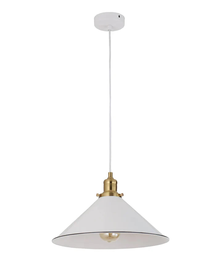 CEREMA: Interior White with Antique Brass & Black Highlight Coolie Pendant Light Pendant