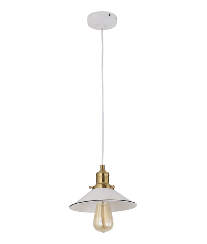 CEREMA: Interior Small White with Antique Brass & Black Highlight Coolie Pendant Light Pendant