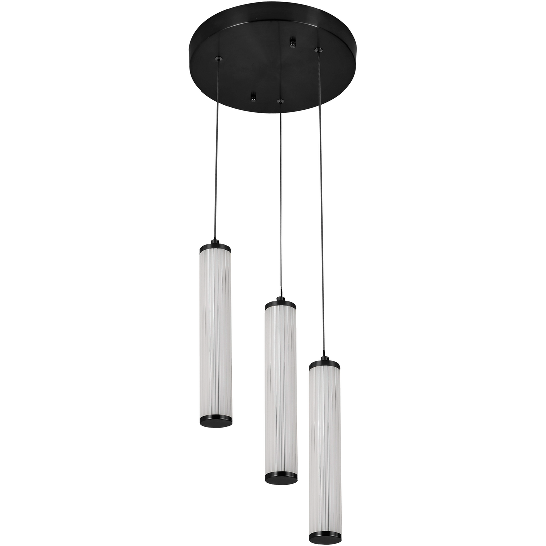 Calibo Charm Modern Fluted 3 Light Cluster Pendant Black Pendant