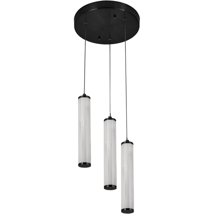Calibo Charm Modern Fluted 3 Light Cluster Pendant Black Pendant
