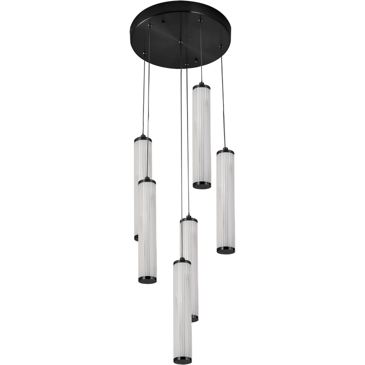 Calibo Charm Modern Fluted 6 Light Cluster Pendant Black Pendant