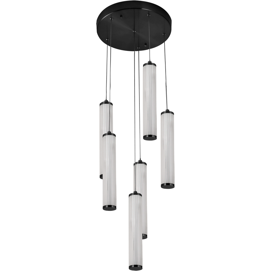 Calibo Charm Modern Fluted 6 Light Cluster Pendant Black Pendant
