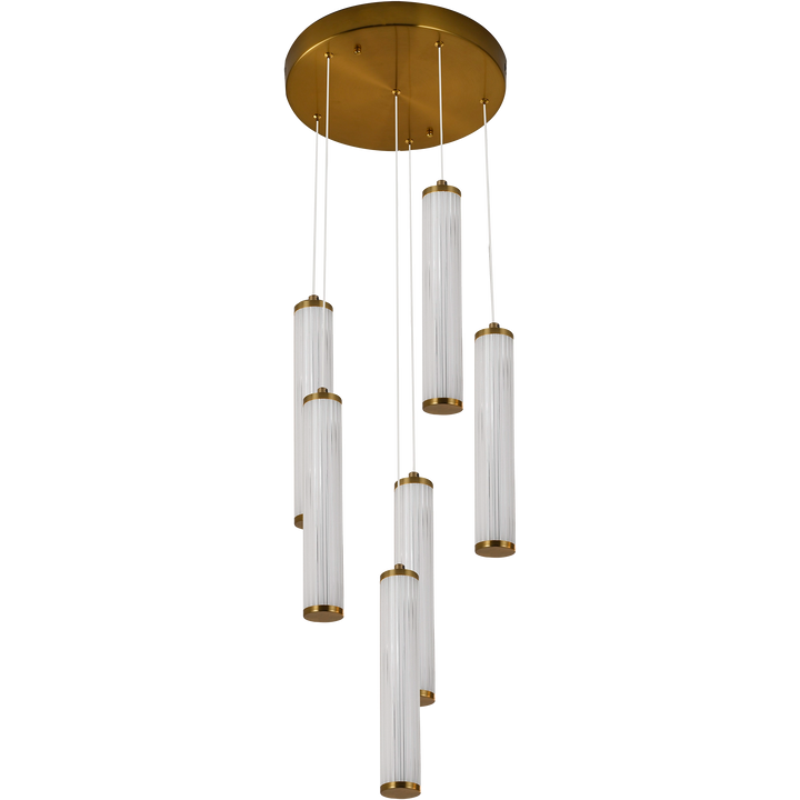 Calibo Charm Modern Fluted 6 Light Cluster Pendant Brass Pendant