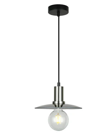 CHAPEAU: Interior Glass Coolie Small Pendant Lights Smokey Black Glass Satin Chrome Highlight Pendant