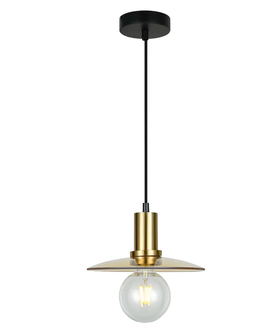 CHAPEAU: Interior Glass Coolie Small Pendant Lights Amber Glass Antique Brass highlight Pendant