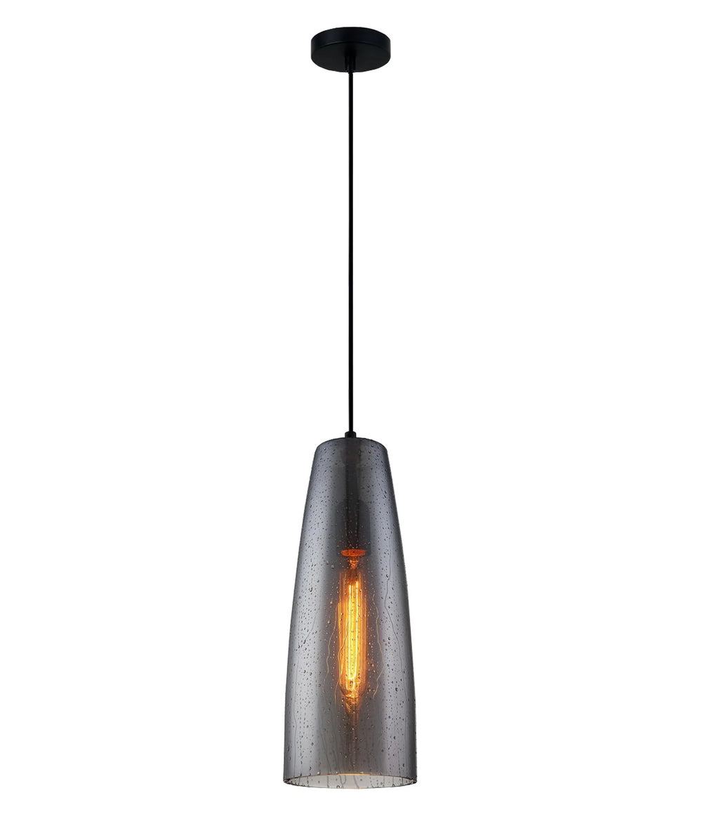 CHUVA: Smokey Black Glass with Rain Drop Effect Long Cone Pendant Light Pendant