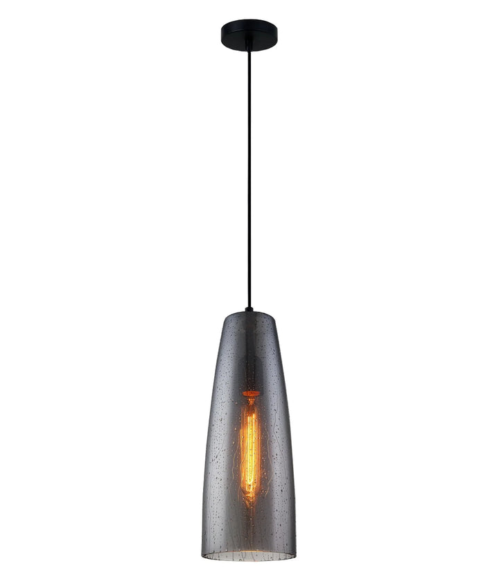 CHUVA: Smokey Black Glass with Rain Drop Effect Long Cone Pendant Light Pendant