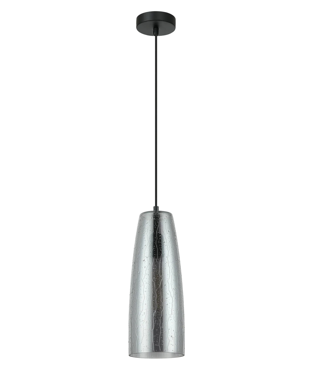 CHUVA: Smokey Black Glass with Rain Drop Effect Long Cone Pendant Light Pendant