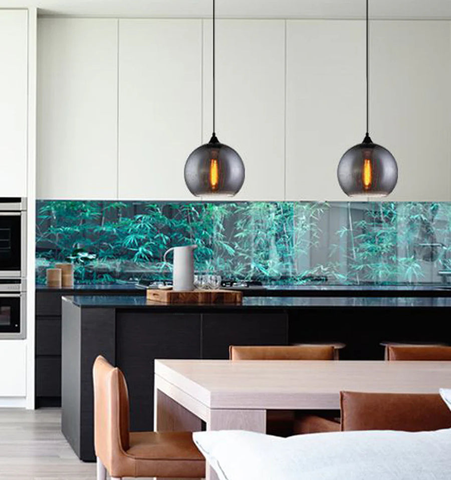 CHUVA: Smokey Black Glass with Rain Drop Effect Wine Glass Shape Pendant Light Pendant