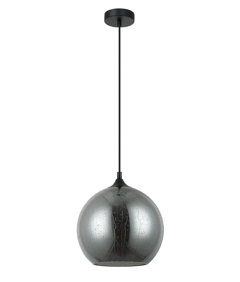 CHUVA: Smokey Black Glass with Rain Drop Effect Wine Glass Shape Pendant Light Pendant