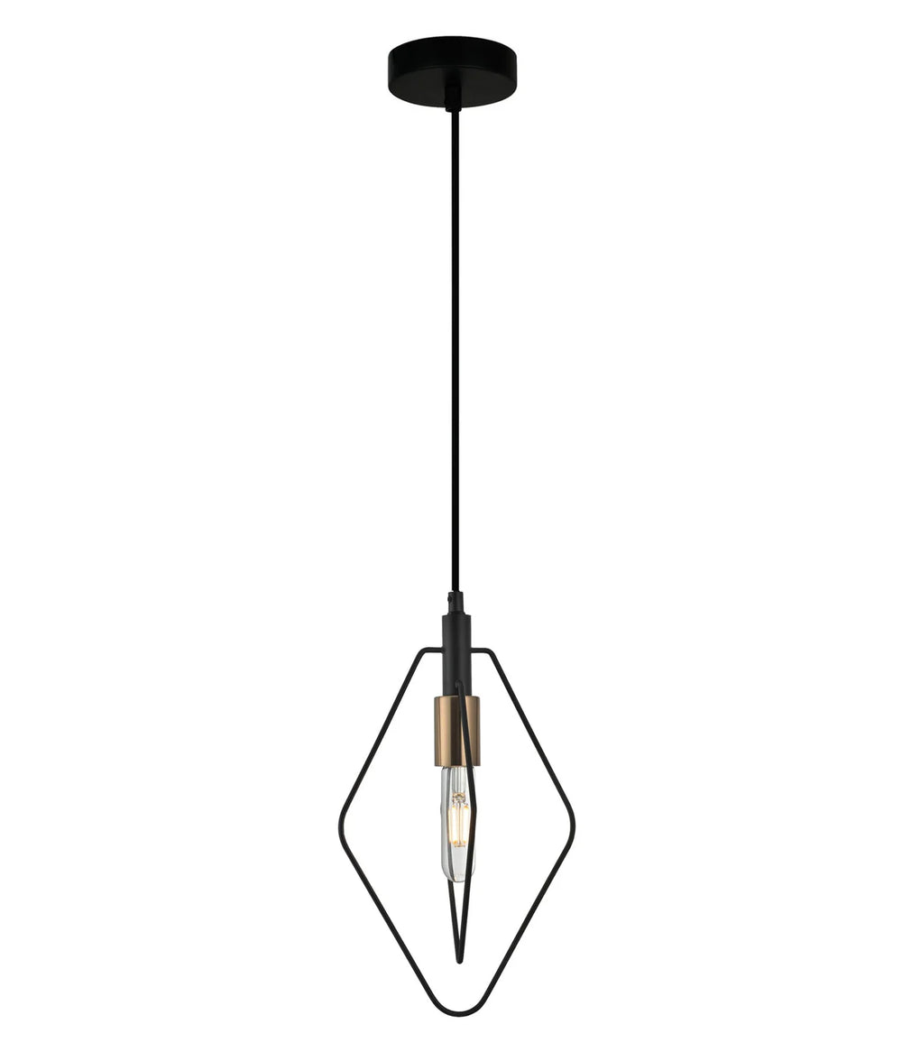 CONTOUR: Interior Black Wire Diamond Shape Pendant Light Pendant