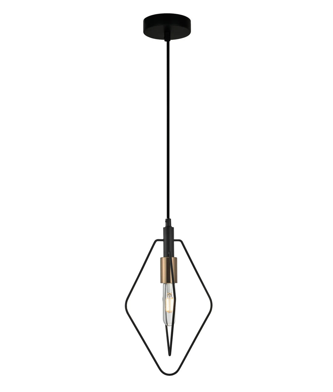 CONTOUR: Interior Black Wire Diamond Shape Pendant Light Pendant