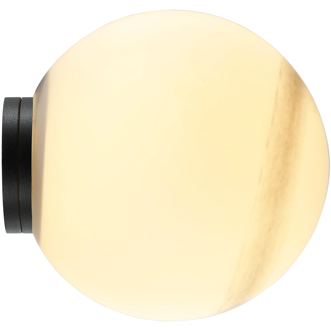 Calibo Crest Alabaster Glass 120mm/140mm IP44 Orb Wall Light Black VANITY LIGHT