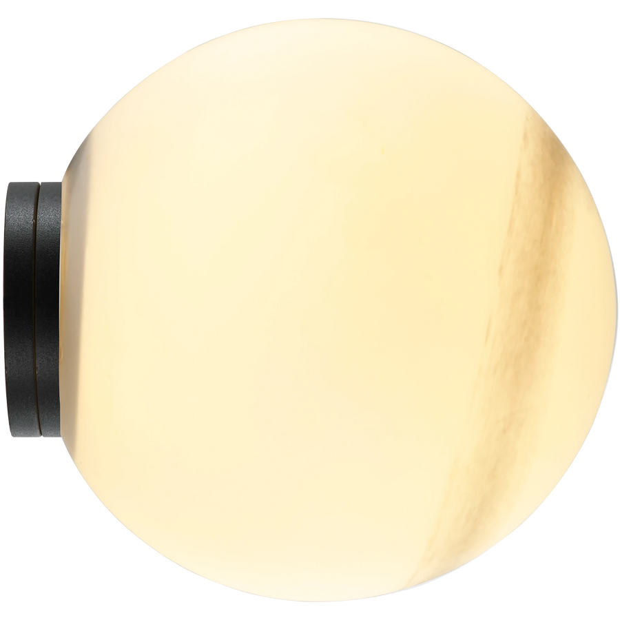 Calibo Crest Alabaster Glass 120mm/140mm IP44 Orb Wall Light Black VANITY LIGHT