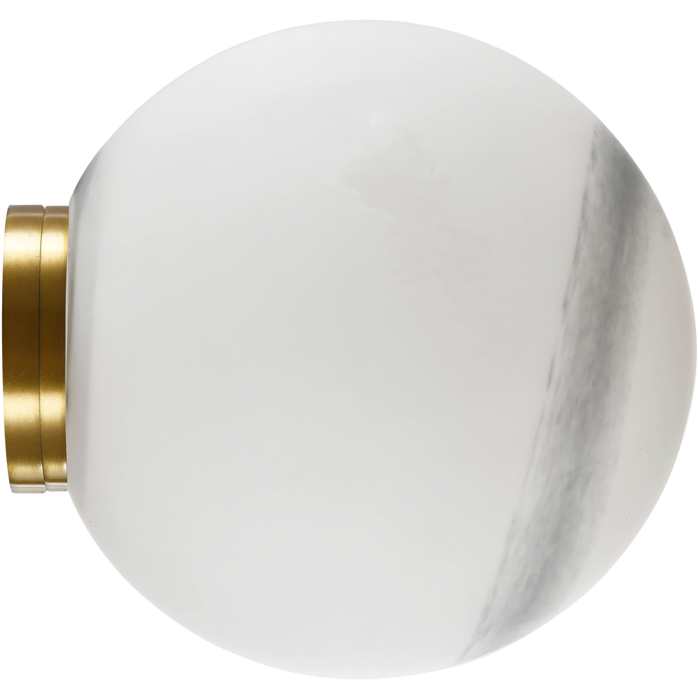 Calibo Crest Alabaster Glass 120mm/140mm IP44 Orb Wall Light Brass VANITY LIGHT