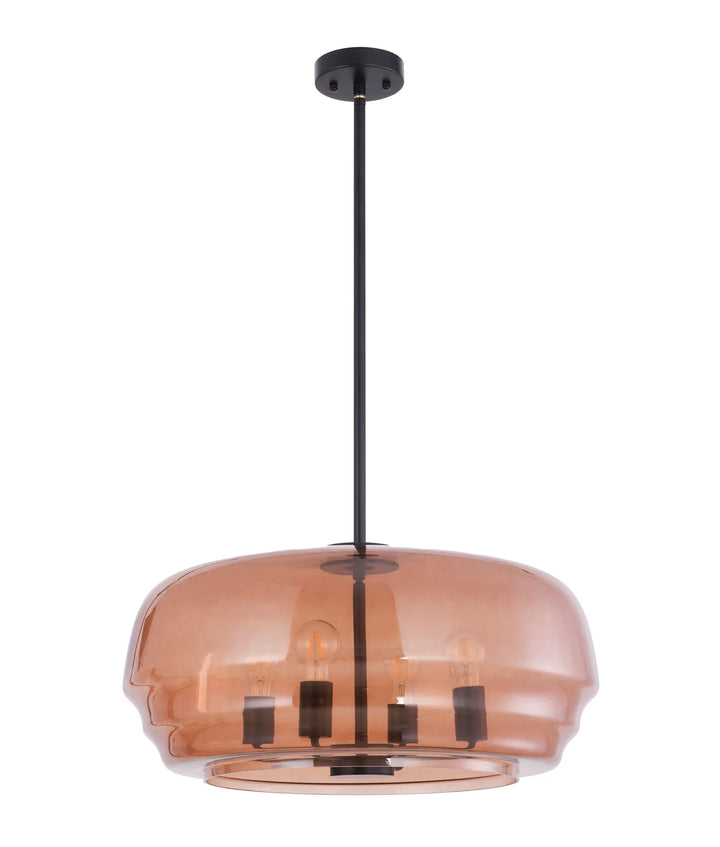 CUAD: Interior Amber Flat Top Dome Glass Shade Pendant Light Pendant