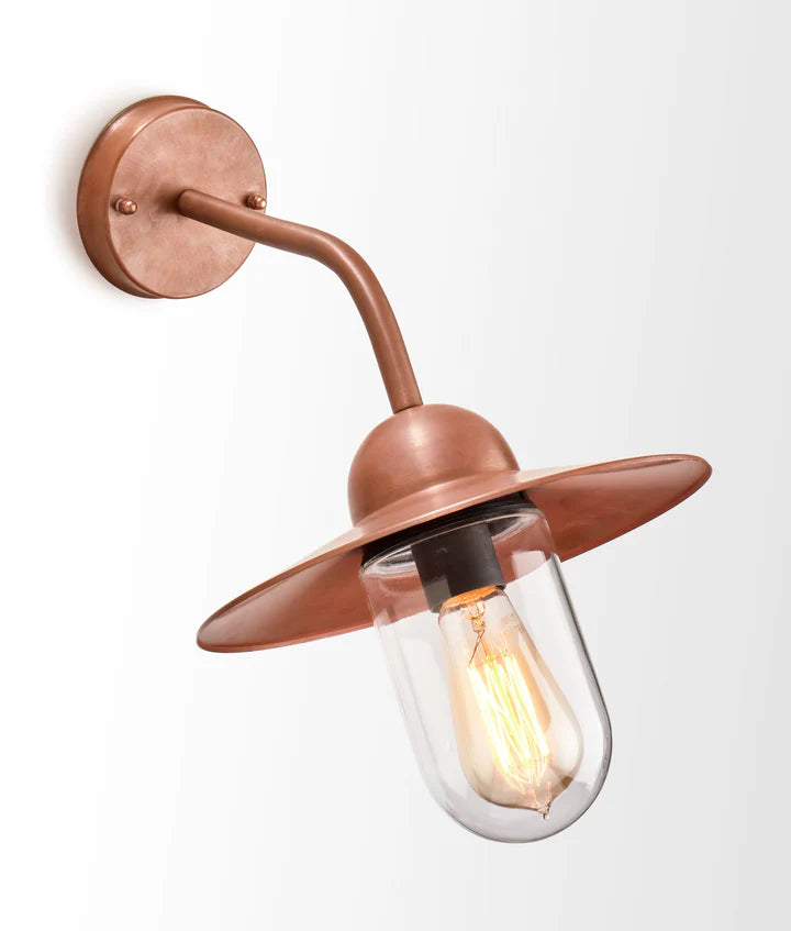 DEKSEL: Matte Aged Copper Exterior Wall Lamp With Clear Glass IP54 Copper WALL LIGHT