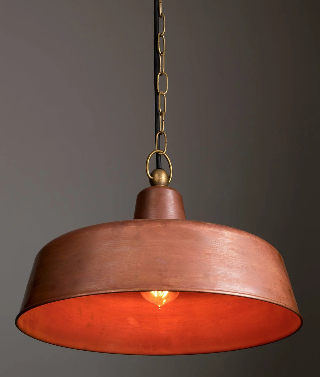 DEKSEL: Industrial Rustic Aged Copper Interior Dome Shape Pendant Light Pendant