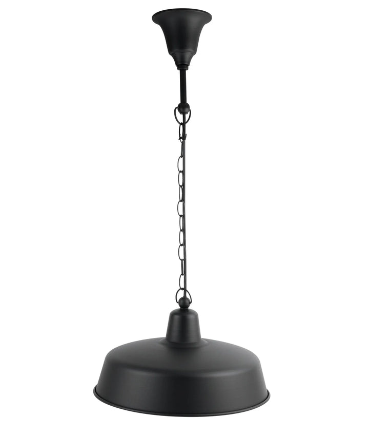 DEKSEL: Industrial Rustic Matte Black Interior Dome Shape Pendant Light Pendant