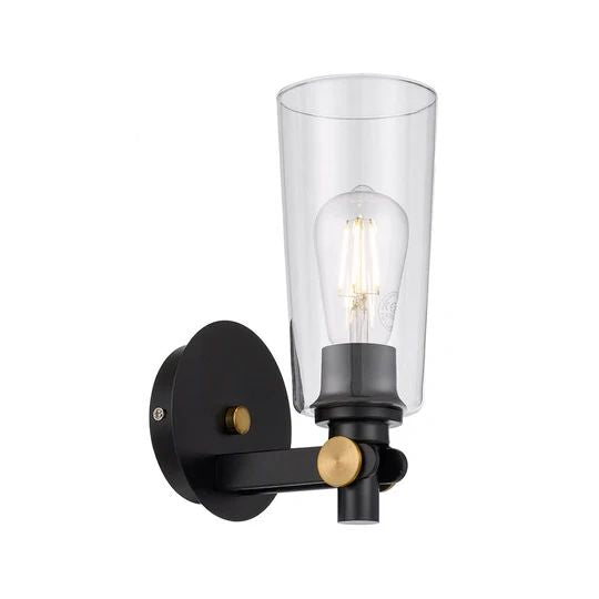 TELBIX DELMAR WALL LAMP BLACK CLEAR WALL LIGHT