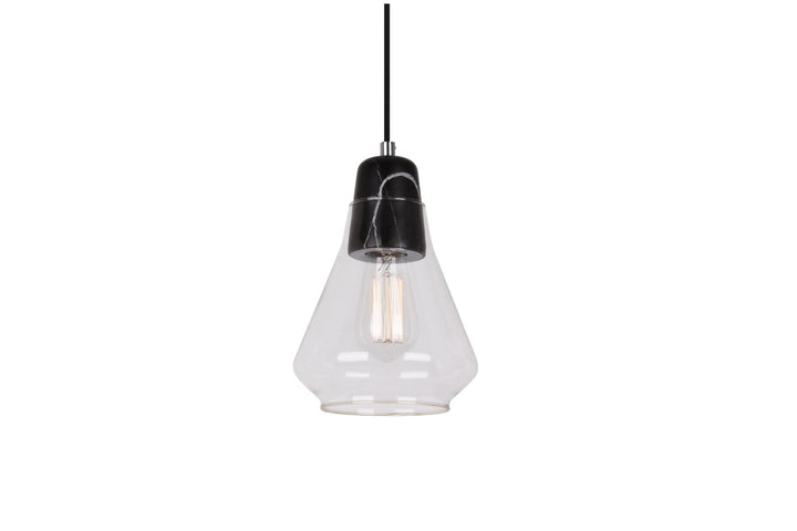 ELLISE 1 Light BLACK MARBLE Black Pendant