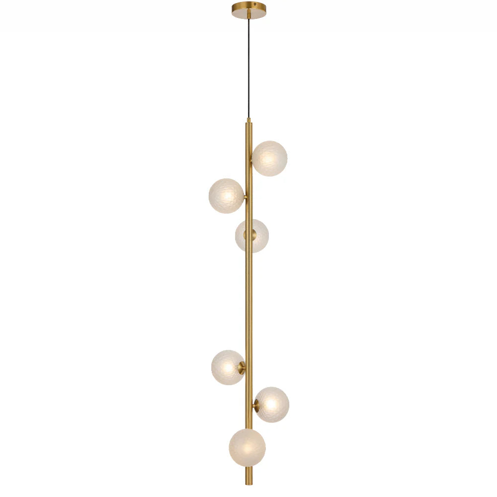 ELSON 6 LIGHT PENDANT ANTIQUE GOLD Frost Tear Pendant