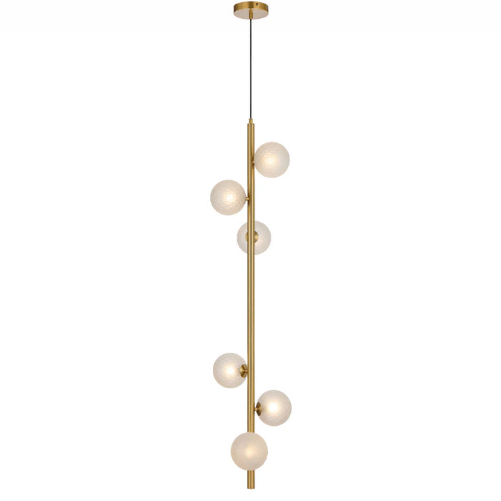 ELSON 6 LIGHT PENDANT ANTIQUE GOLD Frost Tear Pendant