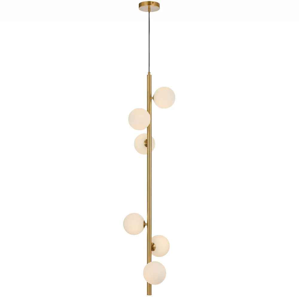 ELSON 6 LIGHT PENDANT ANTIQUE GOLD Opal Matte Pendant