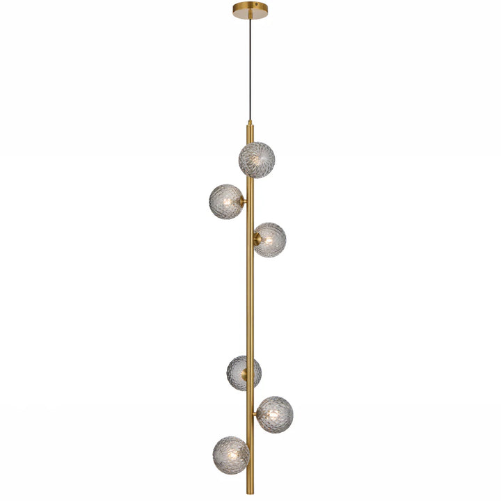 ELSON 6 LIGHT PENDANT ANTIQUE GOLD Smoke Tear Pendant