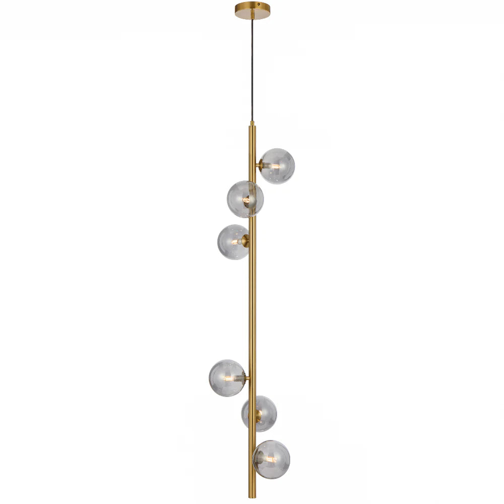 ELSON 6 LIGHT PENDANT ANTIQUE GOLD Smoke Pendant