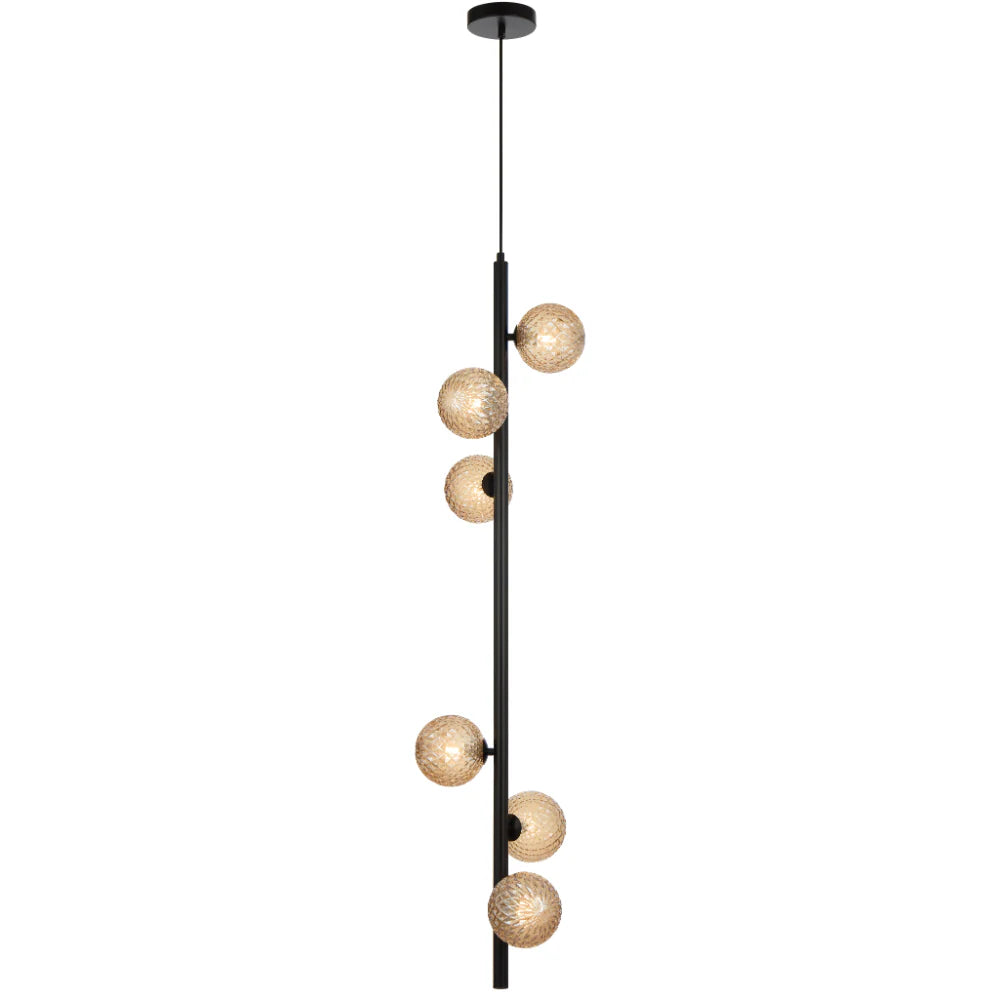 ELSON 6 LIGHT PENDANT BLACK Amber Tear Pendant