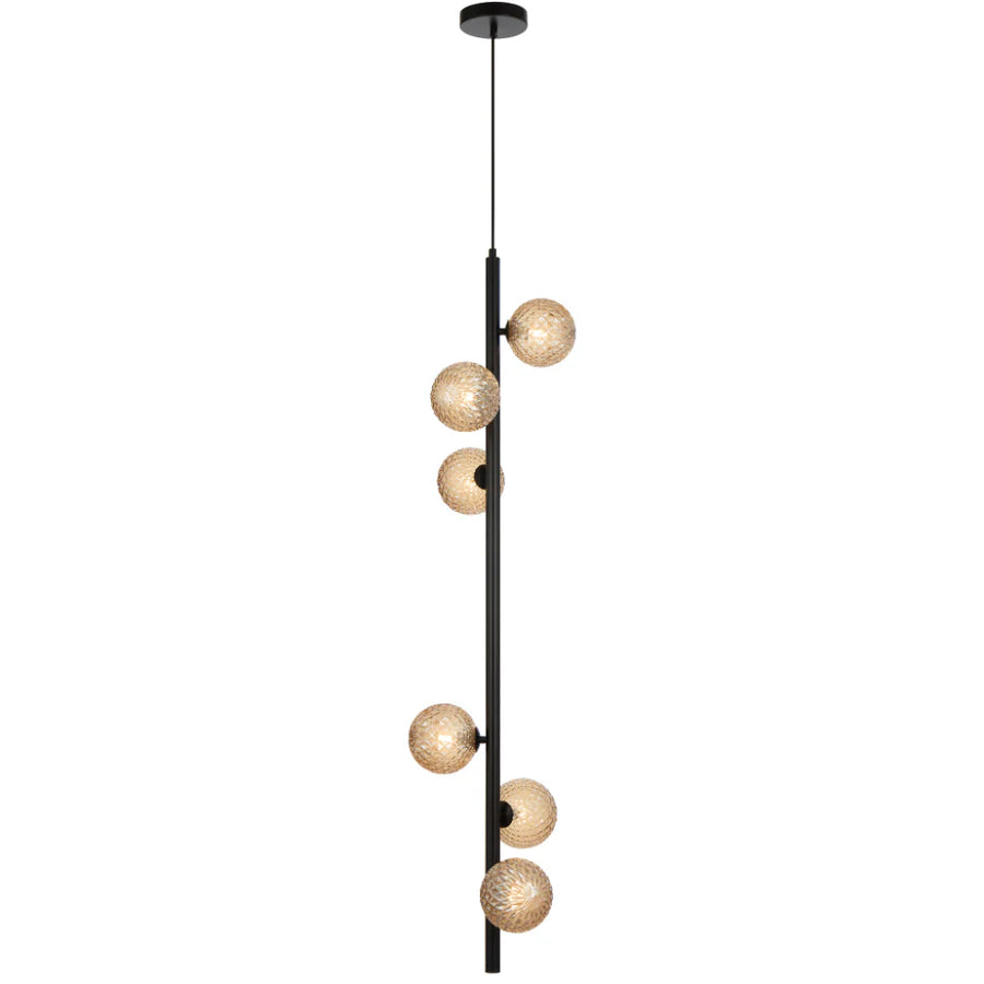 ELSON 6 LIGHT PENDANT BLACK Amber Tear Pendant