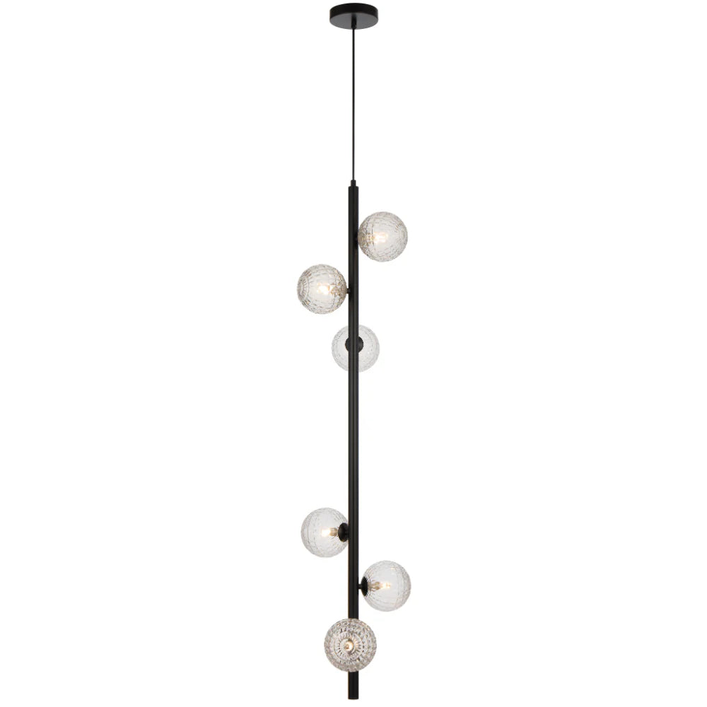 ELSON 6 LIGHT PENDANT BLACK Clear Prism Pendant