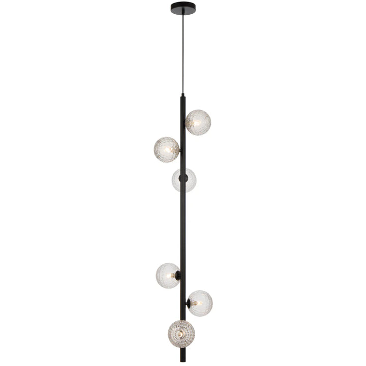 ELSON 6 LIGHT PENDANT BLACK Clear Prism Pendant
