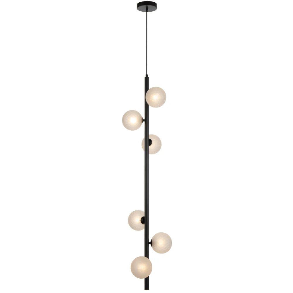 ELSON 6 LIGHT PENDANT BLACK Frost Tear Pendant