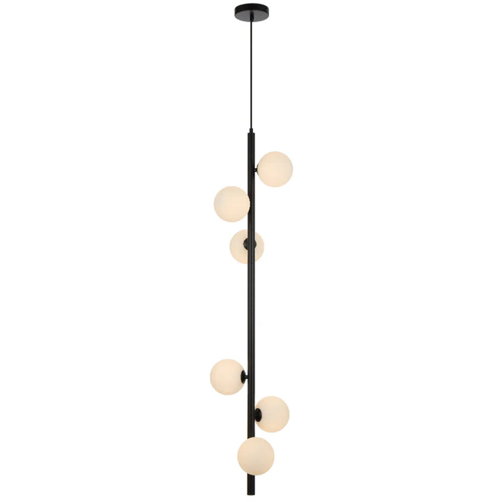 ELSON 6 LIGHT PENDANT BLACK Opal Matte Pendant