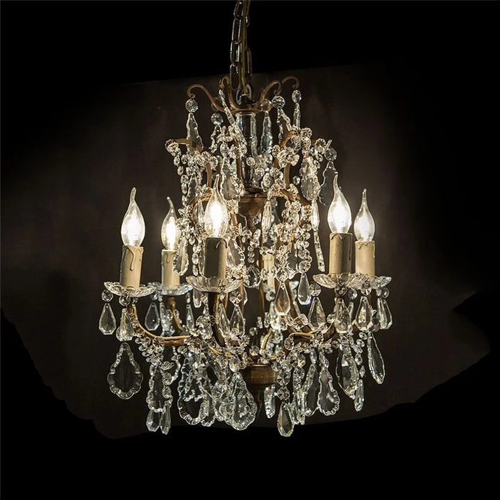 Chantilly Metal 6 Arm Chandelier with Cut Glass Droplets Chandelier
