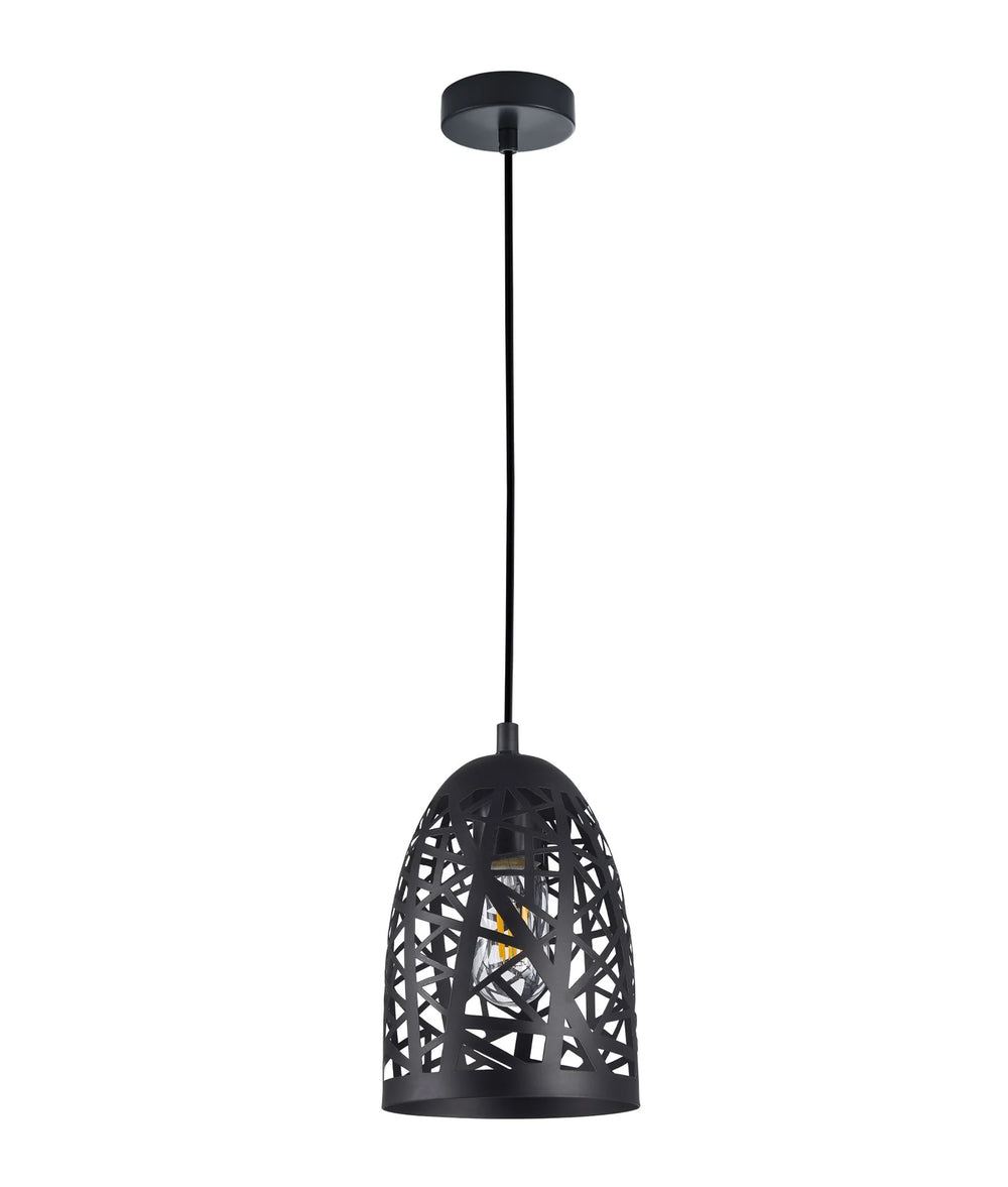 ESCAMA: Interior Iron Cage Ellipse Pendant Lights Black Pendant