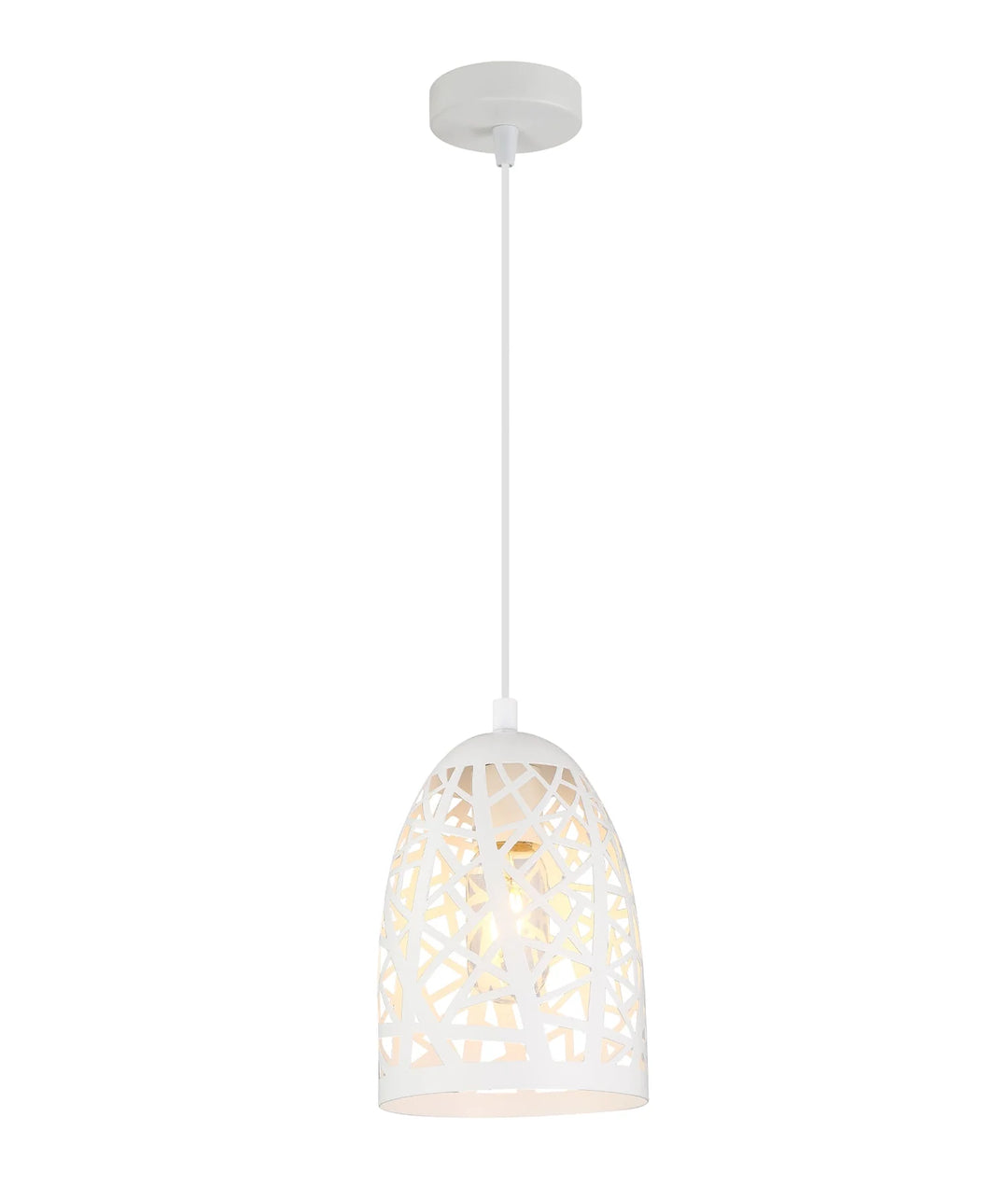ESCAMA: Interior Iron Cage Ellipse Pendant Lights White Pendant