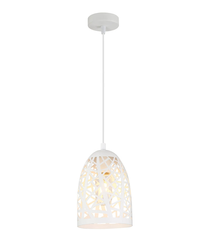 ESCAMA: Interior Iron Cage Ellipse Pendant Lights White Pendant